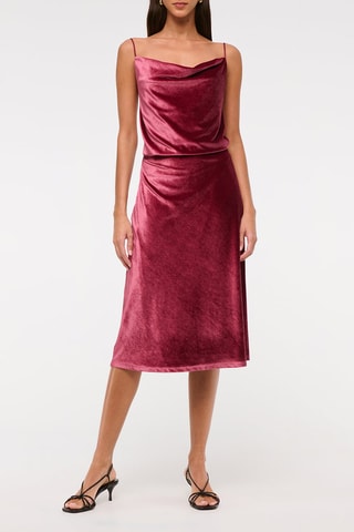 Robe midi en velours - Bordeaux
