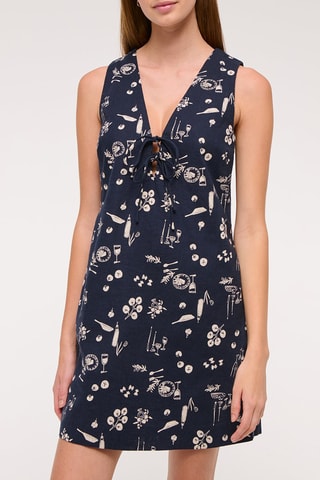 Robe droite en lin - Bleu marine