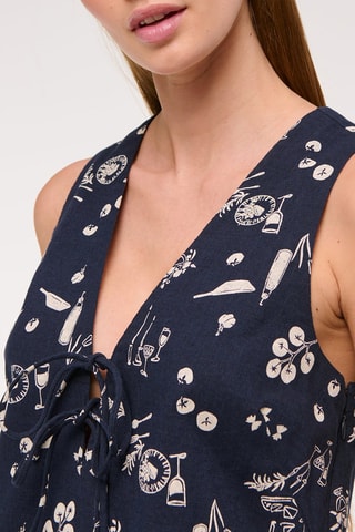 Robe droite en lin - Bleu marine