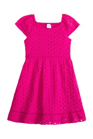 Robe en broderie anglaise - Fuchsia