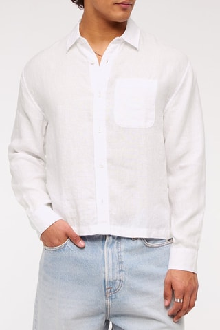Chemise straight en lin - Blanc