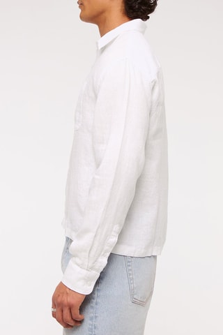 Chemise straight en lin - Blanc