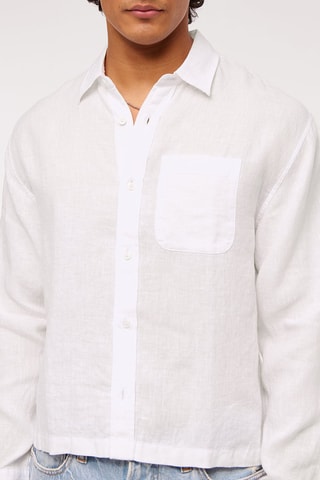 Chemise straight en lin - Blanc
