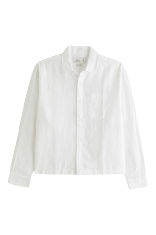 Chemise straight en lin - Blanc