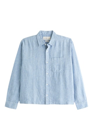 Chemise straight en lin - Bleu clair