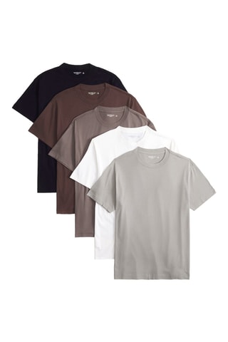5 t-shirts relaxed - Marron clair et blanc
