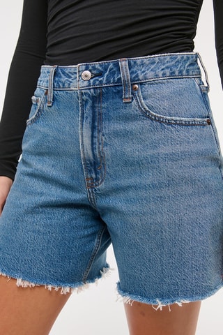 Short en jean taille haute - Bleu