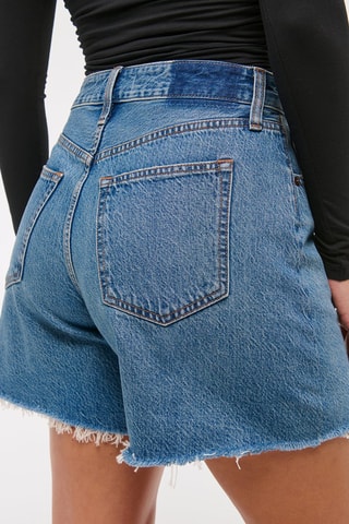 Short en jean taille haute - Bleu