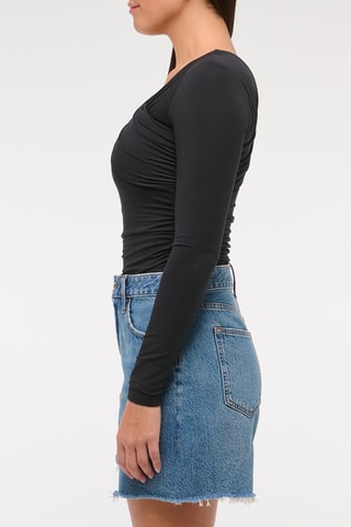 Short en jean taille haute - Bleu