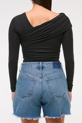 Short en jean taille haute - Bleu