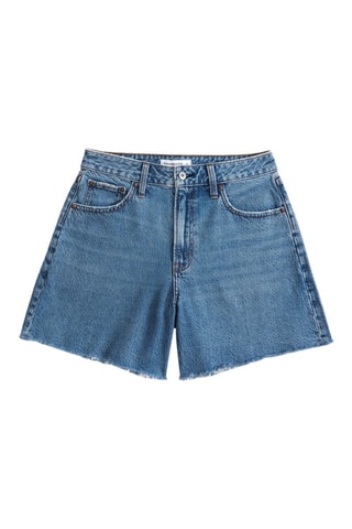 Short en jean taille haute - Bleu