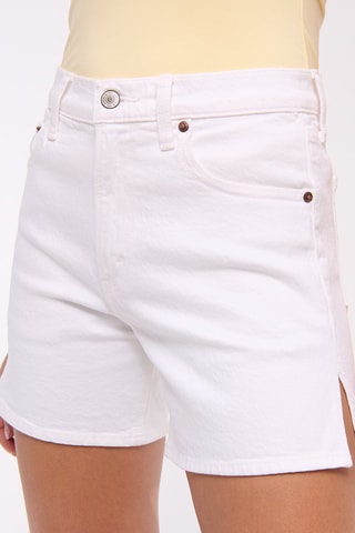 Short en jean taille haute - Blanc