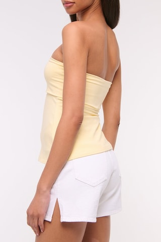 Short en jean taille haute - Blanc