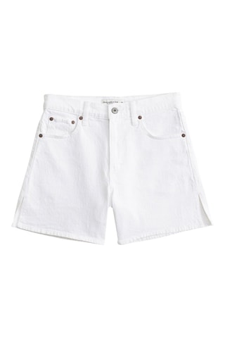 Short en jean taille haute - Blanc