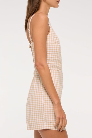 Combishort en lin - Blanc et beige