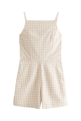 Combishort en lin - Blanc et beige