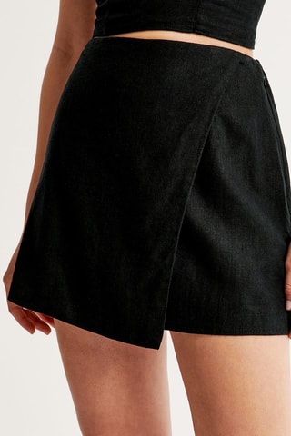 Minijupe en lin taille haute - Noir