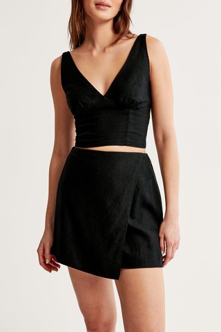 Minijupe en lin taille haute - Noir