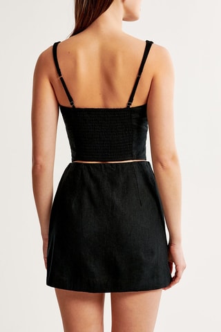 Minijupe en lin taille haute - Noir