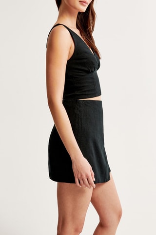 Minijupe en lin taille haute - Noir