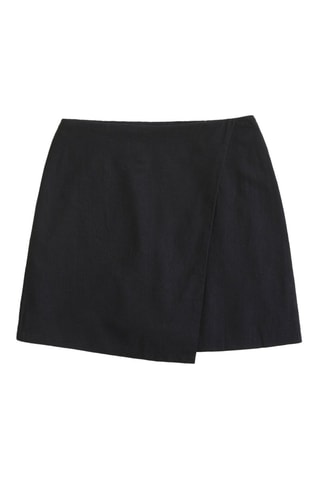 Minijupe en lin taille haute - Noir
