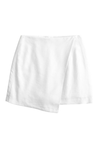 Minijupe en lin taille haute - Blanc