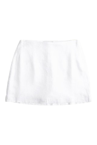 Minijupe en lin taille haute - Blanc