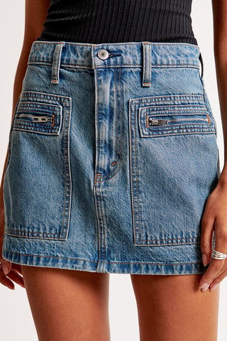 Jupe en jean taille haute - Bleu