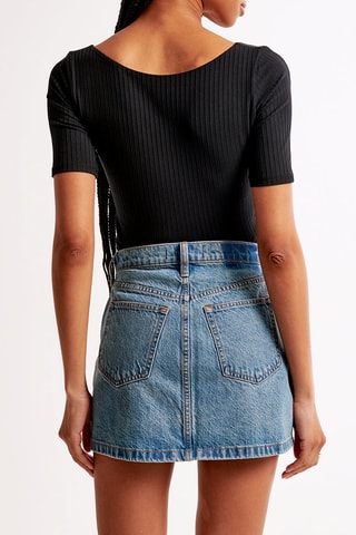 Jupe en jean taille haute - Bleu