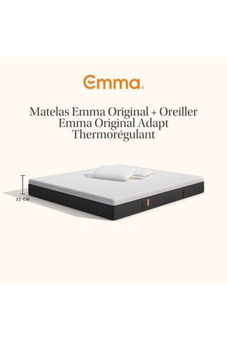 Ensemble matelas Emma Original et 2 oreillers Emma Adapt Thermorégulant
