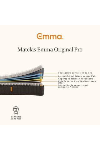 Matelas à ressort ensachés Emma Original Pro - Epaisseur 27 cm - Moelleux avec soutien ferme