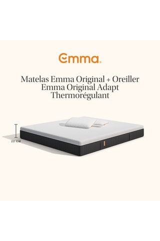 Matelas à ressort ensachés Emma Original et Oreiller Emma Original Adapt Thermorégulant - Moyen