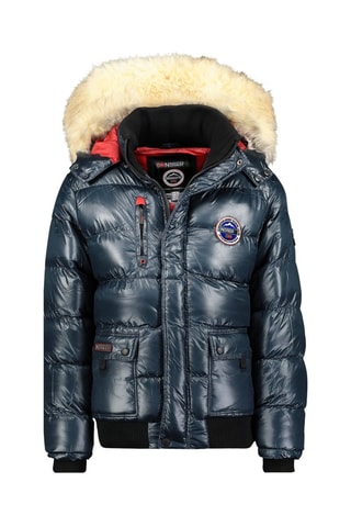 Doudoune à capuche - Bleu et rouge