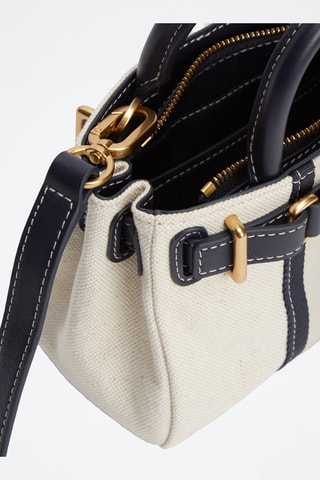 Sac à main en cuir et lin - Blanc