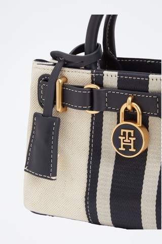 Sac à main en cuir et lin - Blanc