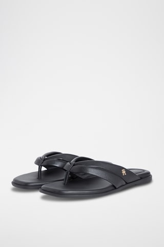 Tongs en cuir de mouton - Noir