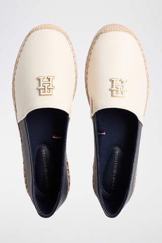 Espadrilles en cuir nappa - Bleu marine et écru