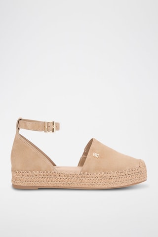 Espadrilles en cuir de mouton nubuck - Marron clair