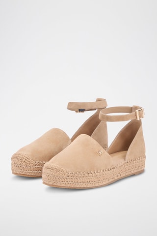 Espadrilles en cuir de mouton nubuck - Marron clair
