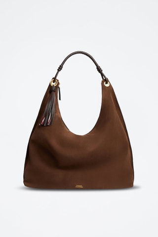 Sac porté épaule en nubuck - Marron