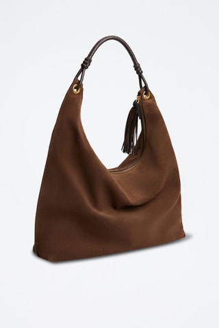 Sac porté épaule en nubuck - Marron