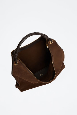 Sac porté épaule en nubuck - Marron