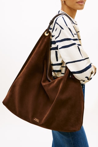 Sac porté épaule en nubuck - Marron