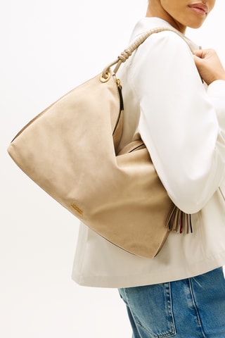 Sac porté épaule en nubuck - Marron clair