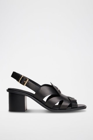 Sandales à talons en cuir - Noir