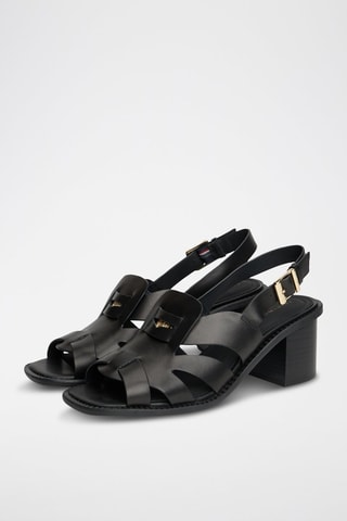 Sandales à talons en cuir - Noir
