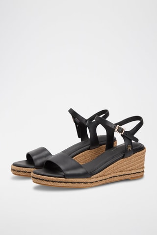 Sandales compensées en cuir - Noir