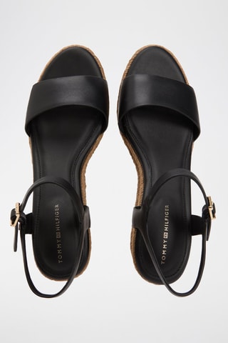 Sandales compensées en cuir - Noir
