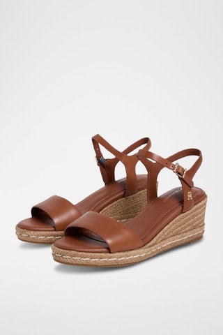 Sandales compensées en cuir - Marron