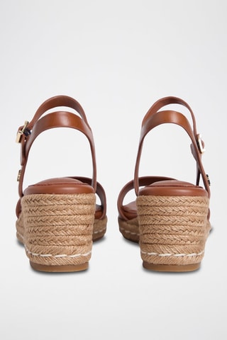 Sandales compensées en cuir - Marron